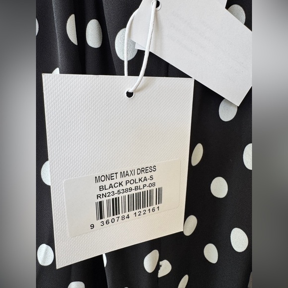 Runaway the Label Black and White Polka Dot Maxi Dress Valentines Day Dress S - Picture 14 of 16